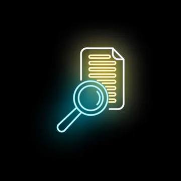Document search and analysis neon data inspection Stock Illustration