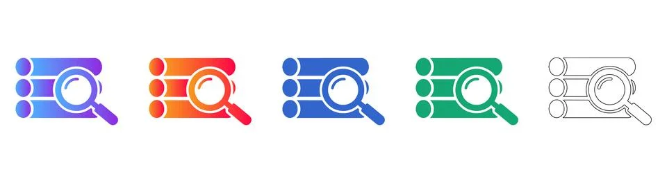 Document Search and Archive Icon Set Illustrazione stock