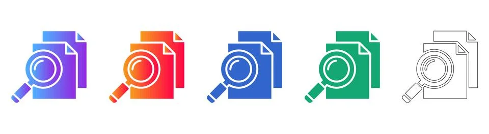 Document Search and Data Analysis Icons Ilustração Stock