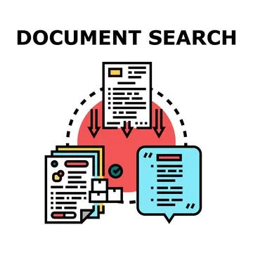 Document search and data processing concept Illustrazione stock