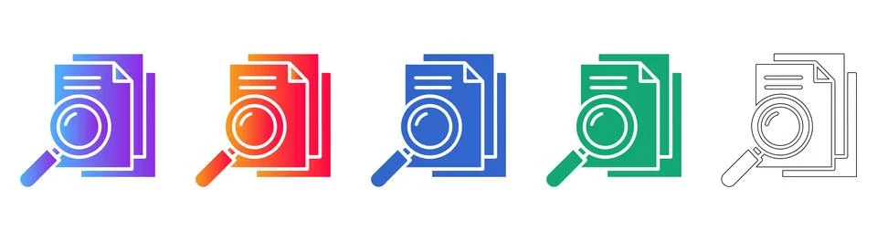 Document Search and Data Retrieval Icons イラスト素材