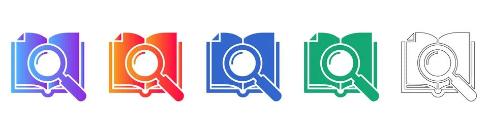 Document Search and Knowledge Research Icons Illustrazione stock