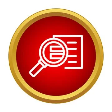 Document search and review icon magnifying glass Stock Illustration