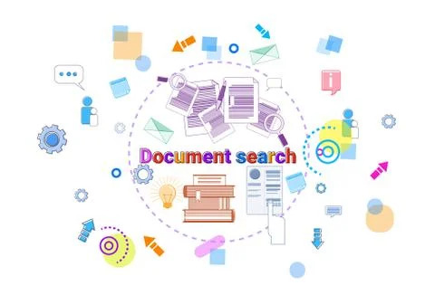 Document Search Banner Computer Files Data Research Internet Concept Stock Illustration