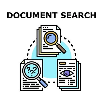 Document search data analysis and discovery concept Stock Illustration