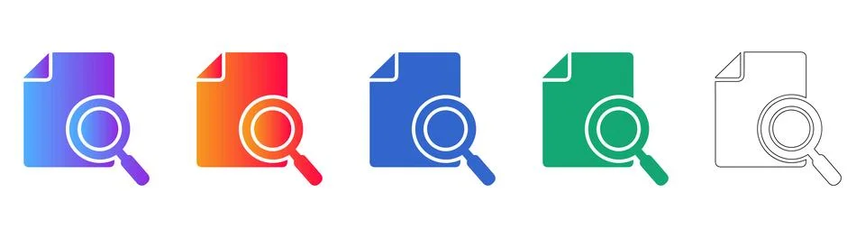 Document Search File Icons Stock Illustration