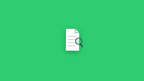 Document Search Icon Animation on Green Background Stock Footage 346726388