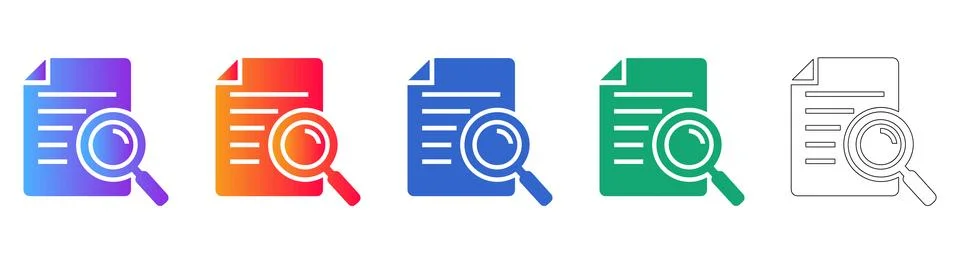 Document Search Icon Set for Data Analysis イラスト素材