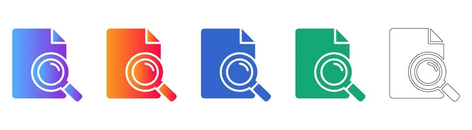 Document Search Icon Set in Gradient Styles Ilustração Stock