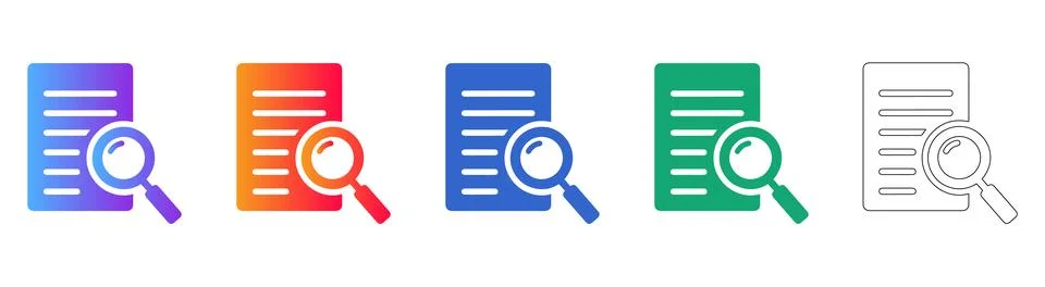 Document Search Icon Set Stock Illustration