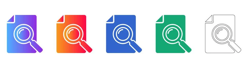 Document Search Icon Set Stock Illustration