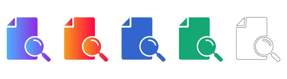Document Search Icon Set Stock Illustration