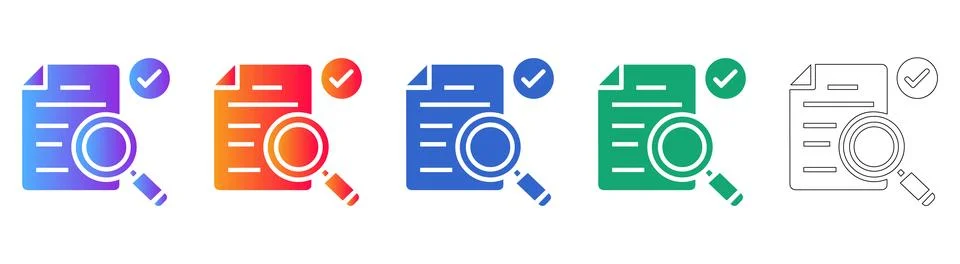 Document Search Icon Set in Multiple Styles Stock Illustration