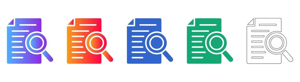 Document Search Interface Icon Set 스톡 일러스트