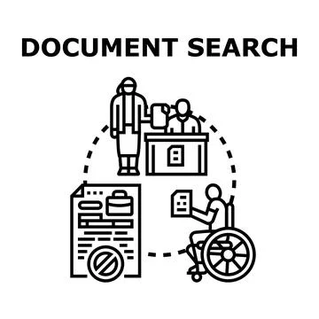 Document search process conceptual illustration concept Stock Illustration