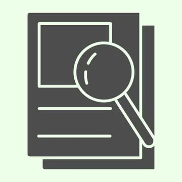 Document search solid icon. Audit Files and loupe on papers glyph style Stock Illustration