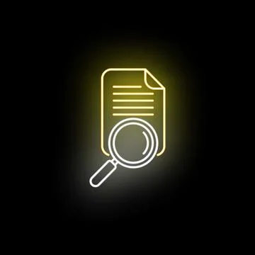Document searching and data find concept neon icon Stock-Illustration