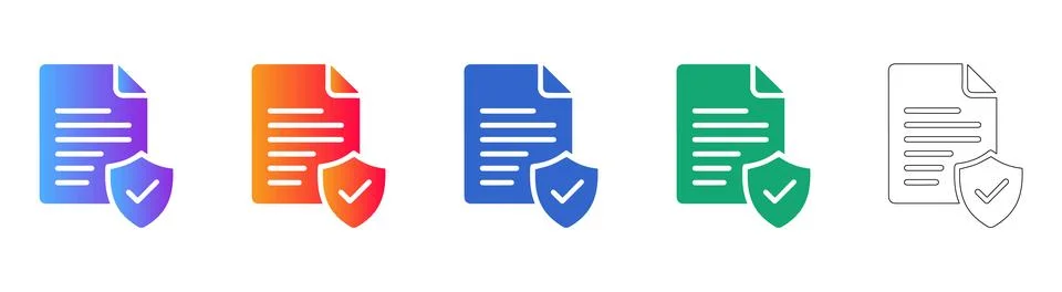 Document Security and Compliance Icon Set Illustrazione stock