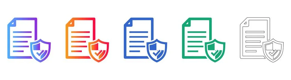 Document Security and Compliance Shield Icons Stock Illustration