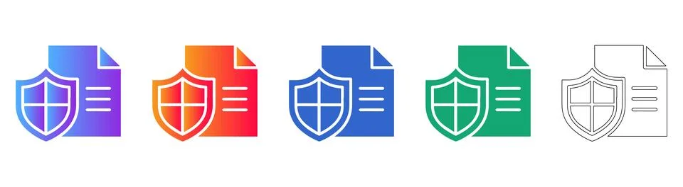 Document Security and Protection Icon Set Stock Illustration