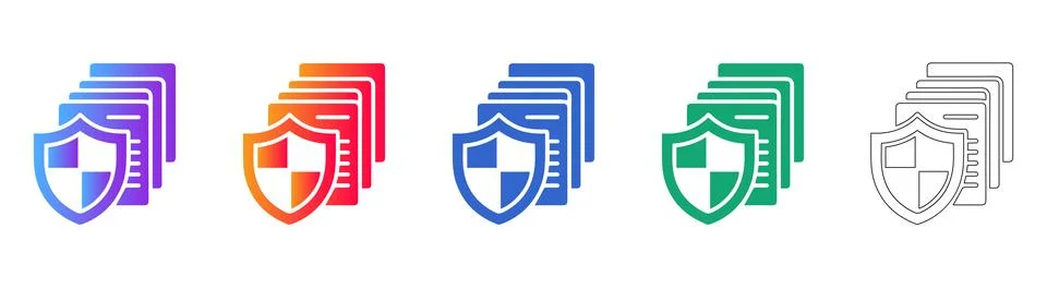 Document Security and Protection Shield Icons Stock Illustration