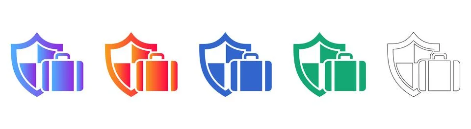 Document Security and Shield Icons Stock Illustration