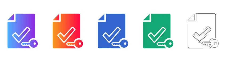 Document Security and Verification Icon Set Stock Illustration