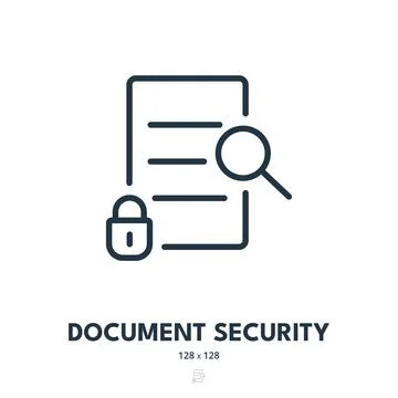 Document Security Icon. File, Safety, Protection. Editable Stroke Stock Illustration