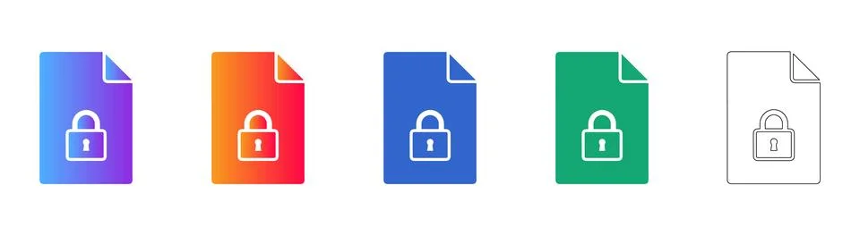 Document Security Icon Set with Lock Symbol 库存插图