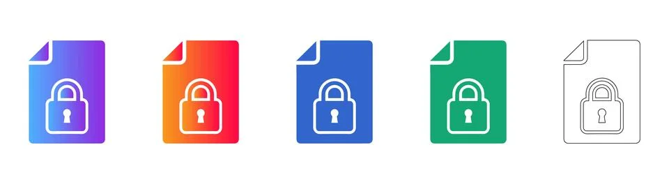 Document Security Icons with Padlock Symbol Stock Illustration