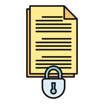 Document security lock protecting confidential data file Stock Illustration