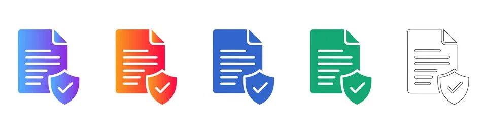Document Security Policy Icon Set Stock Illustration