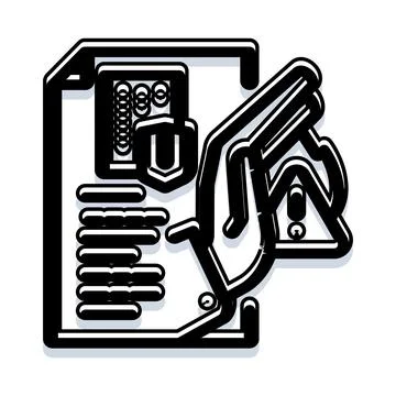 Document security policy protection alert caution icon 스톡 일러스트