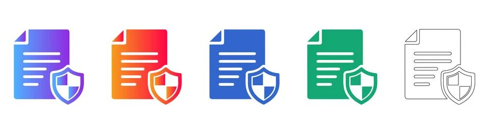Document Security Protection Icon Set Stock Illustration