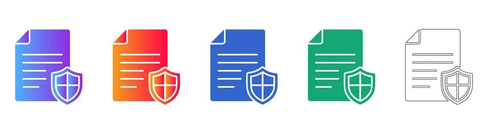 Document Security Protection Icons Set Stockillustratie