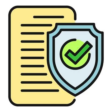 Document security protection shield with check mark Stock Illustration