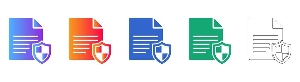 Document Security Shield Icon Collection Stock Illustration