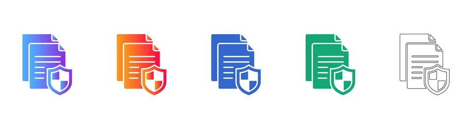 Document Security Shield Icons Stock Illustration