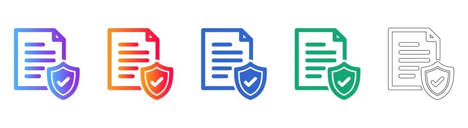 Document Security Shield Icons Illustrazione stock