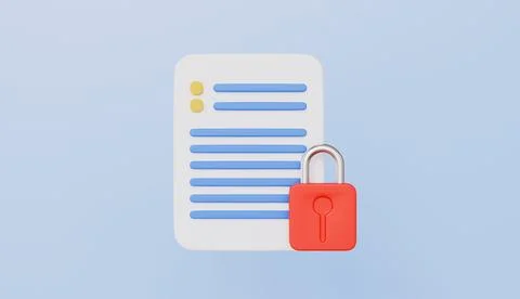 Document security shield lock icon, privacy firewall encryption concept Illustrazione stock