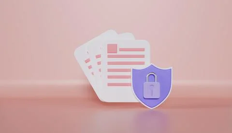 Document security shield lock icon for data information protection concept Stock Illustration