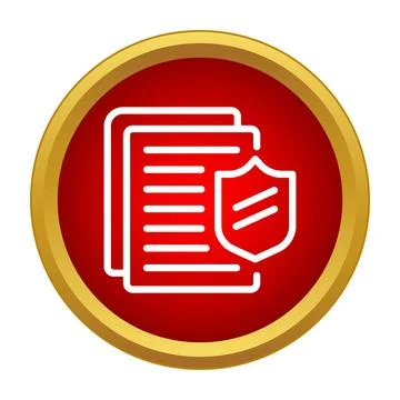 Document security with shield on red button Illustrazione stock