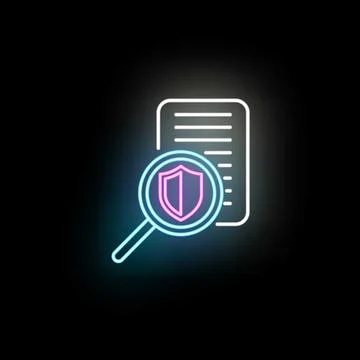 Document security verification and data privacy neon icon Stock Illustration