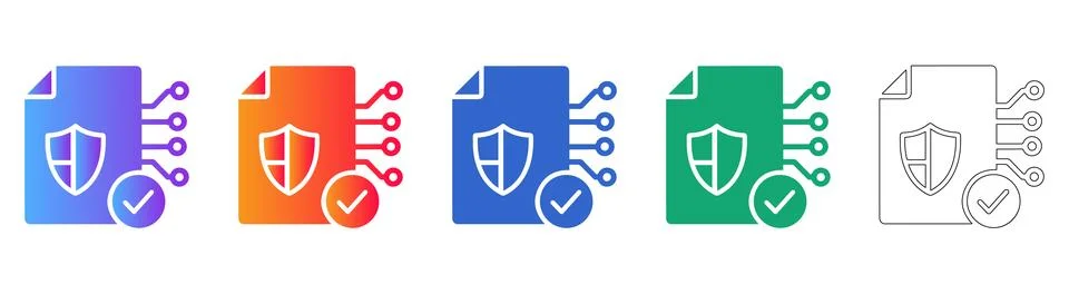 Document Security Verification Icons icon set Stock Illustration