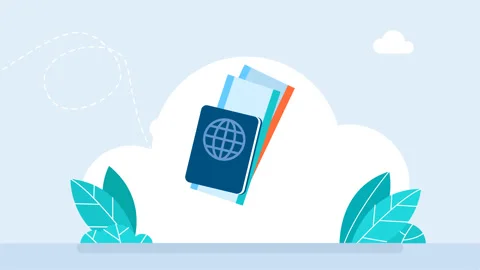 Document set for tourism and global journey concept. Blue international passport Stock Footage 338168411
