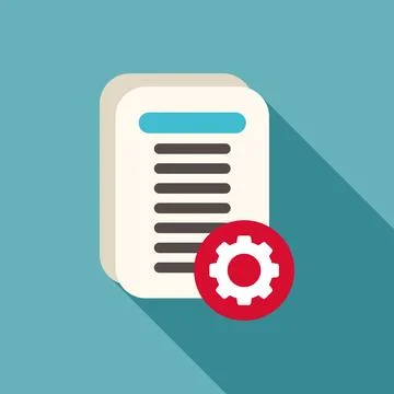 Document with setting gear icon graphic Stock Illustration