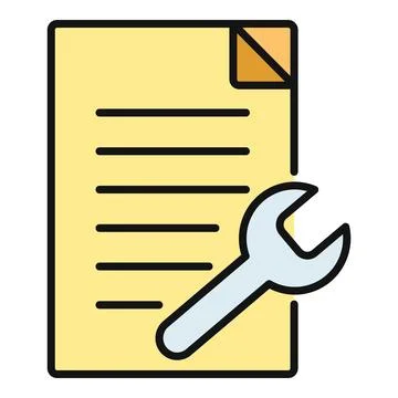 Document settings configuration icon wrench adjusting file Stock Illustration