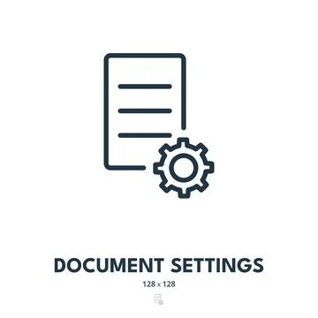 Document Settings Icon. File, Configuration, Options. Editable Stroke Stock Illustration