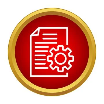 Document settings icon in red circle 库存插图