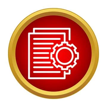 Document settings icon in red gold circle button Illustrazione stock